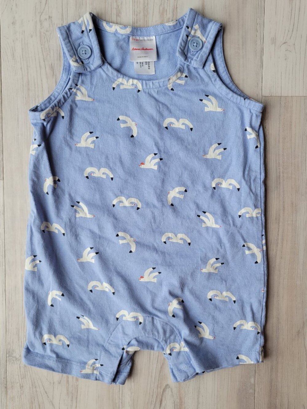 Hanna Andersson Baby Sleeveless Shortie Romper Seaside Seagulls 12-18 months